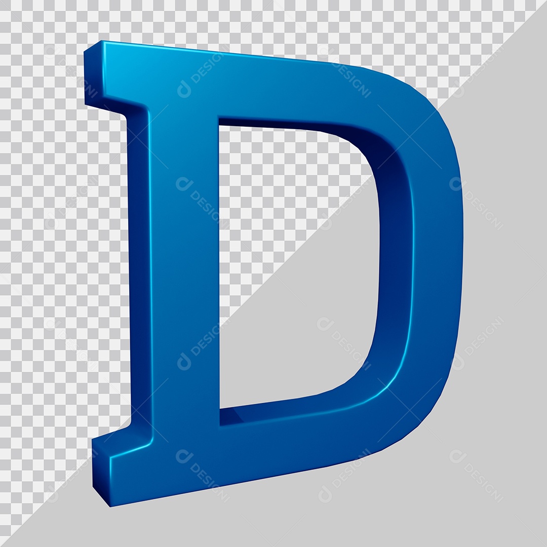 Elemento 3D Para Composição Letra D Azul PSD