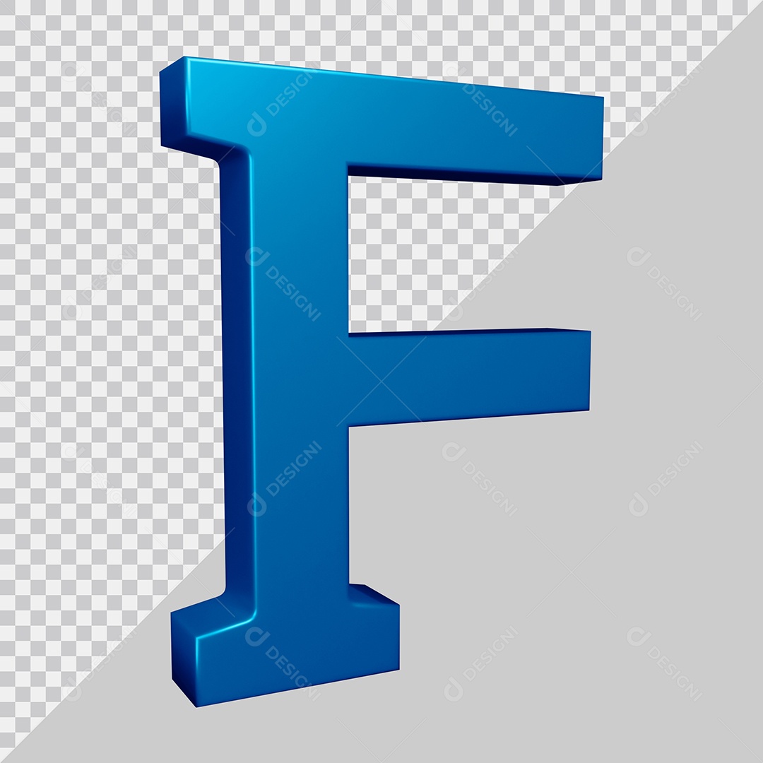 Elemento 3D Para Composição Letra F Azul PSD