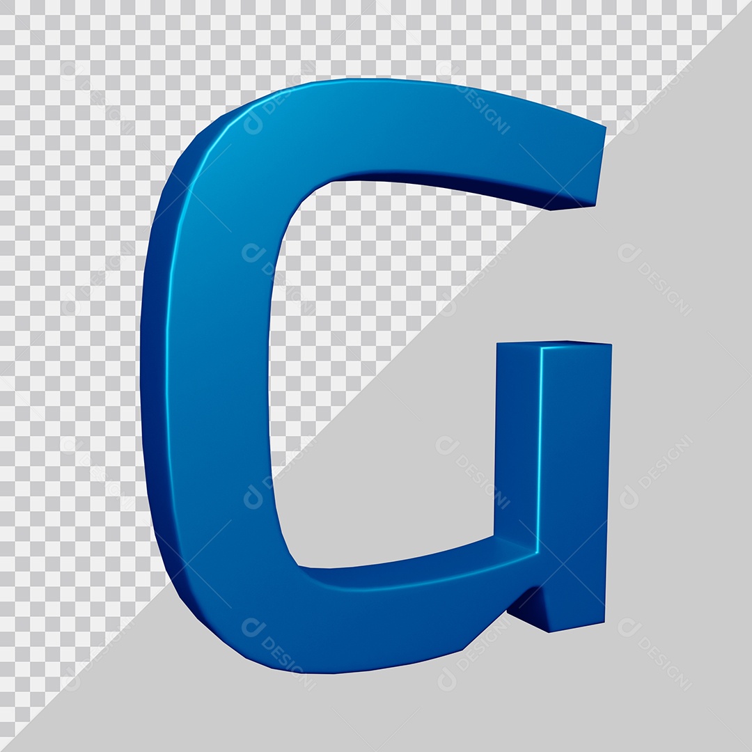 Elemento 3D Para Composição Letra G Azul PSD