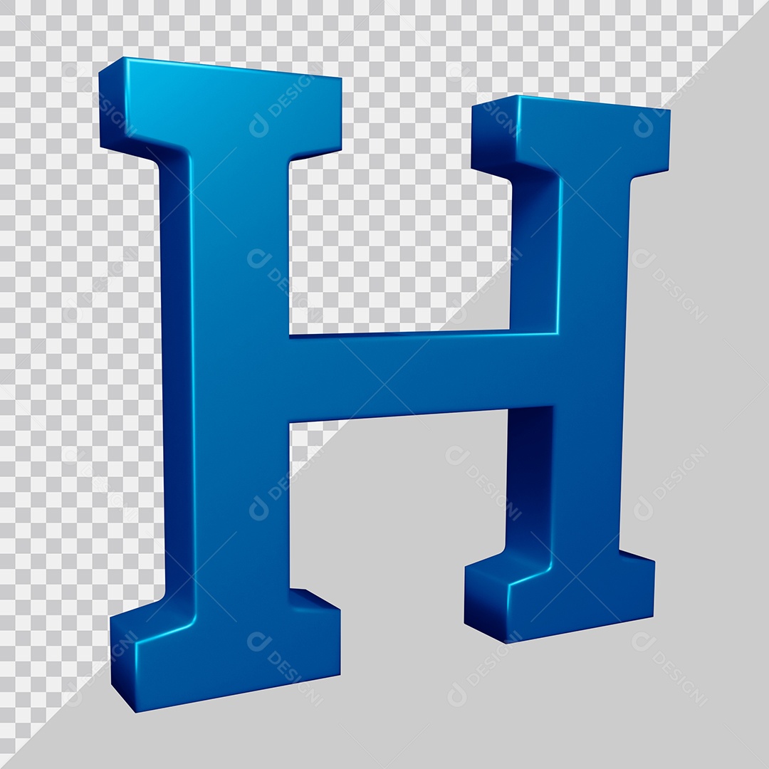Elemento 3D Para Composição Letra H Azul PSD