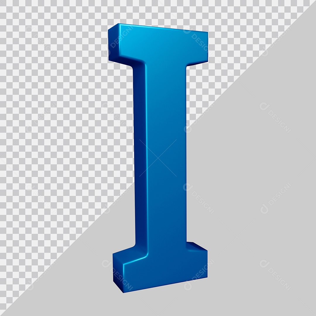 Elemento 3D Para Composição Letra I Azul PSD