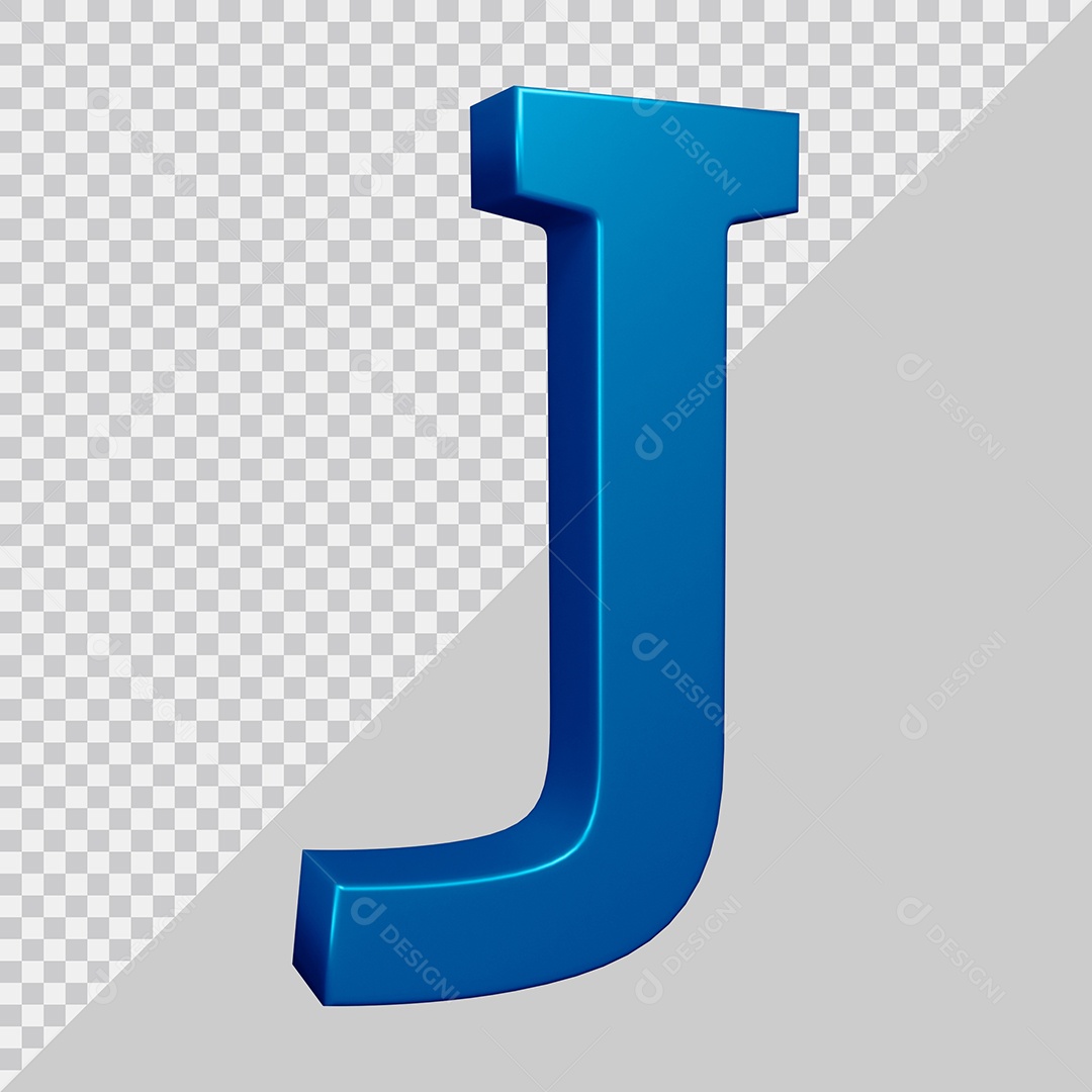 Elemento 3D Para Composição Letra J Azul PSD
