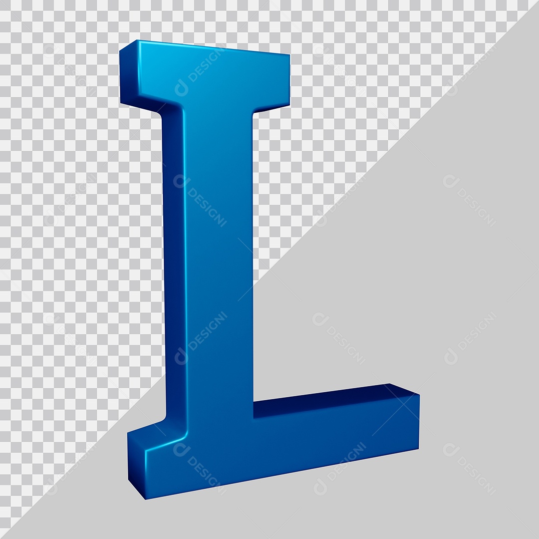 Elemento 3D Para Composição Letra L Azul PSD
