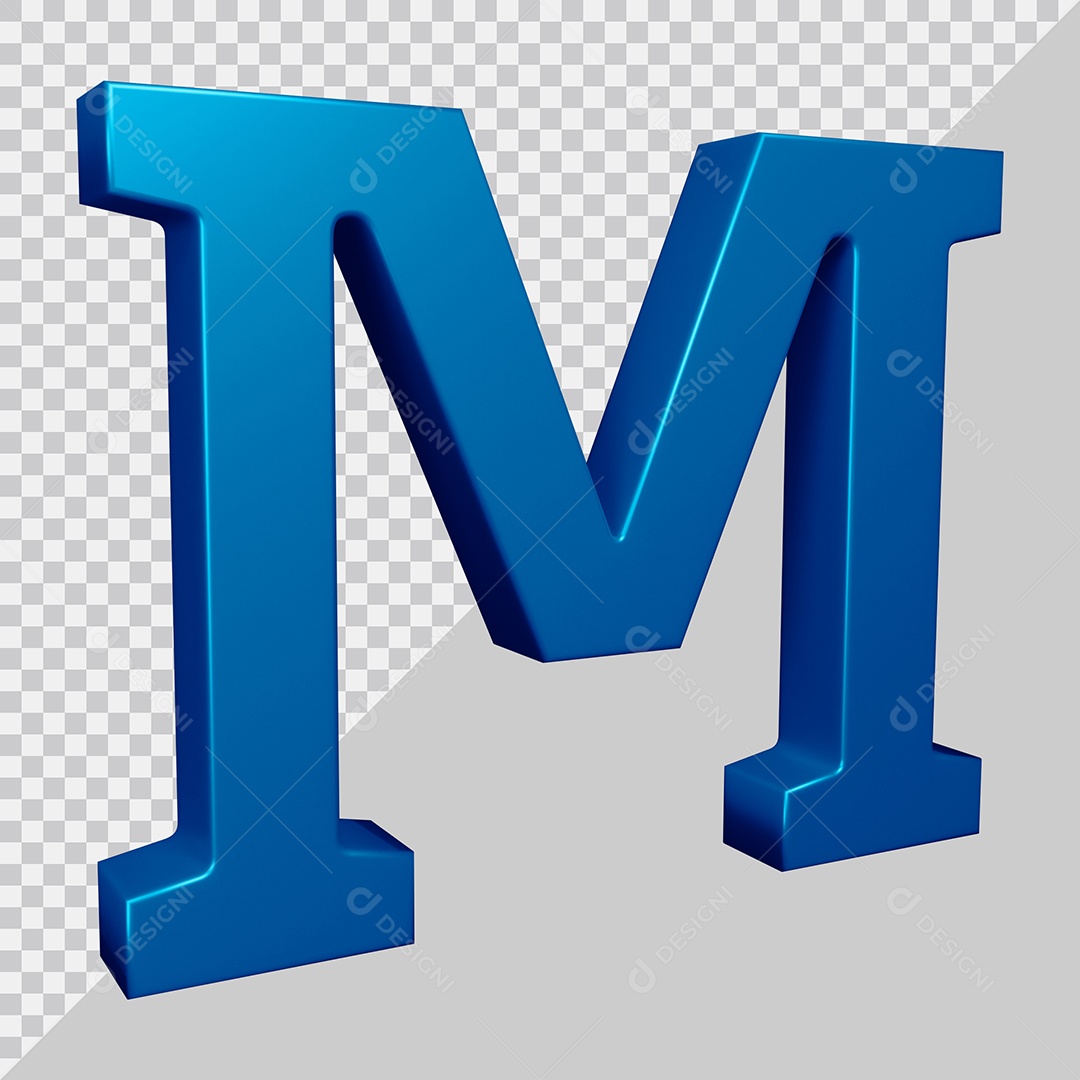 Elemento 3D Para Composição Letra M Azul PSD