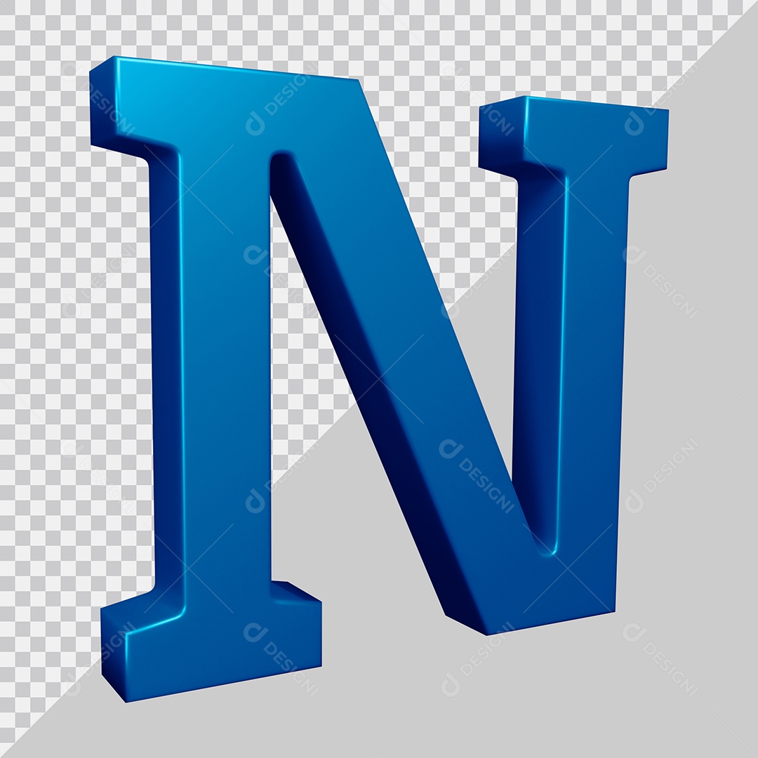 Elemento 3D Para Composição Letra N Azul PSD