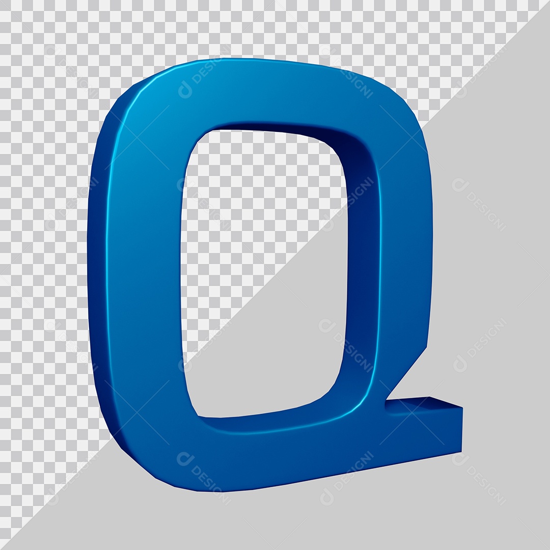 Elemento 3D Para Composição Letra Q Azul PSD