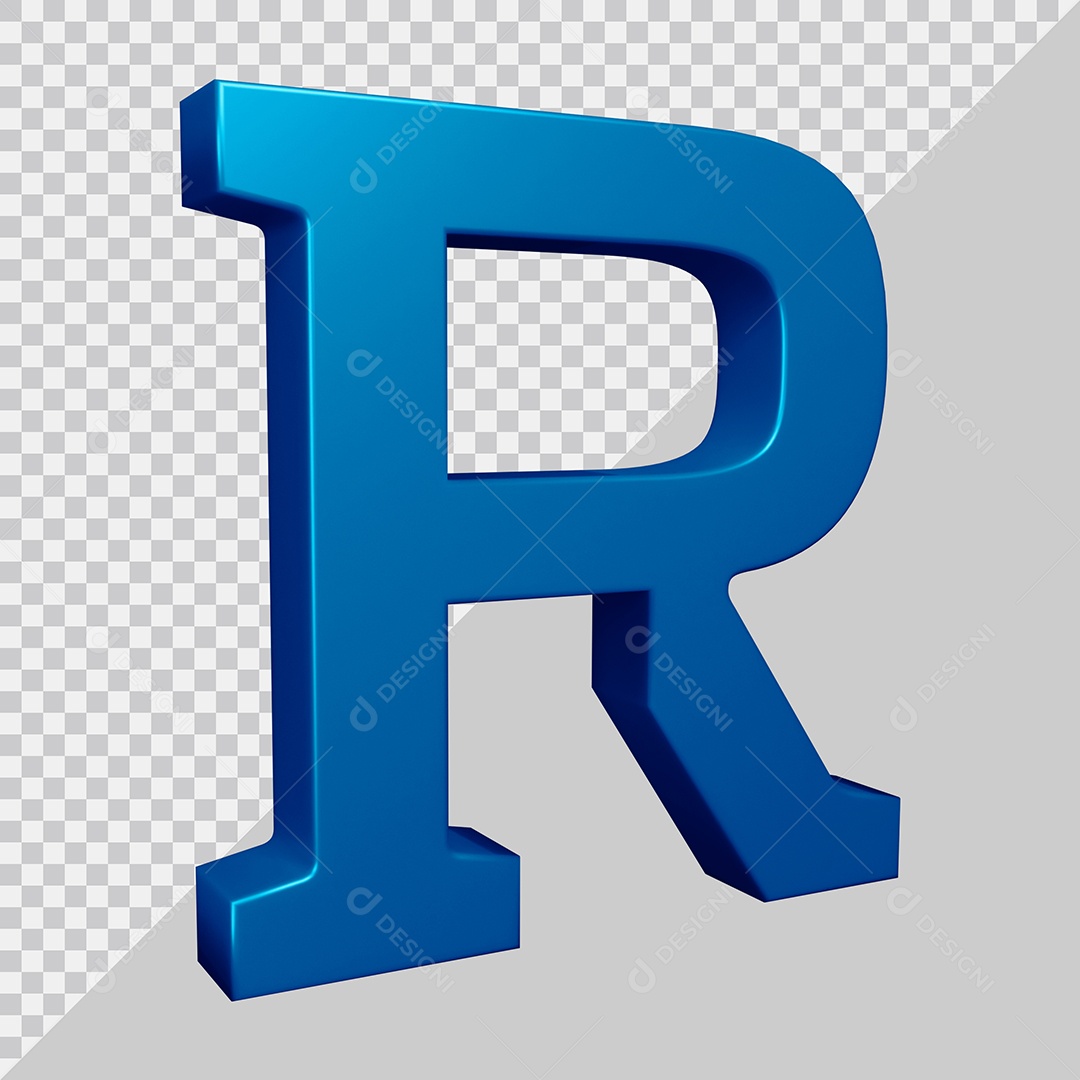 Elemento 3D Para Composição Letra R Azul PSD