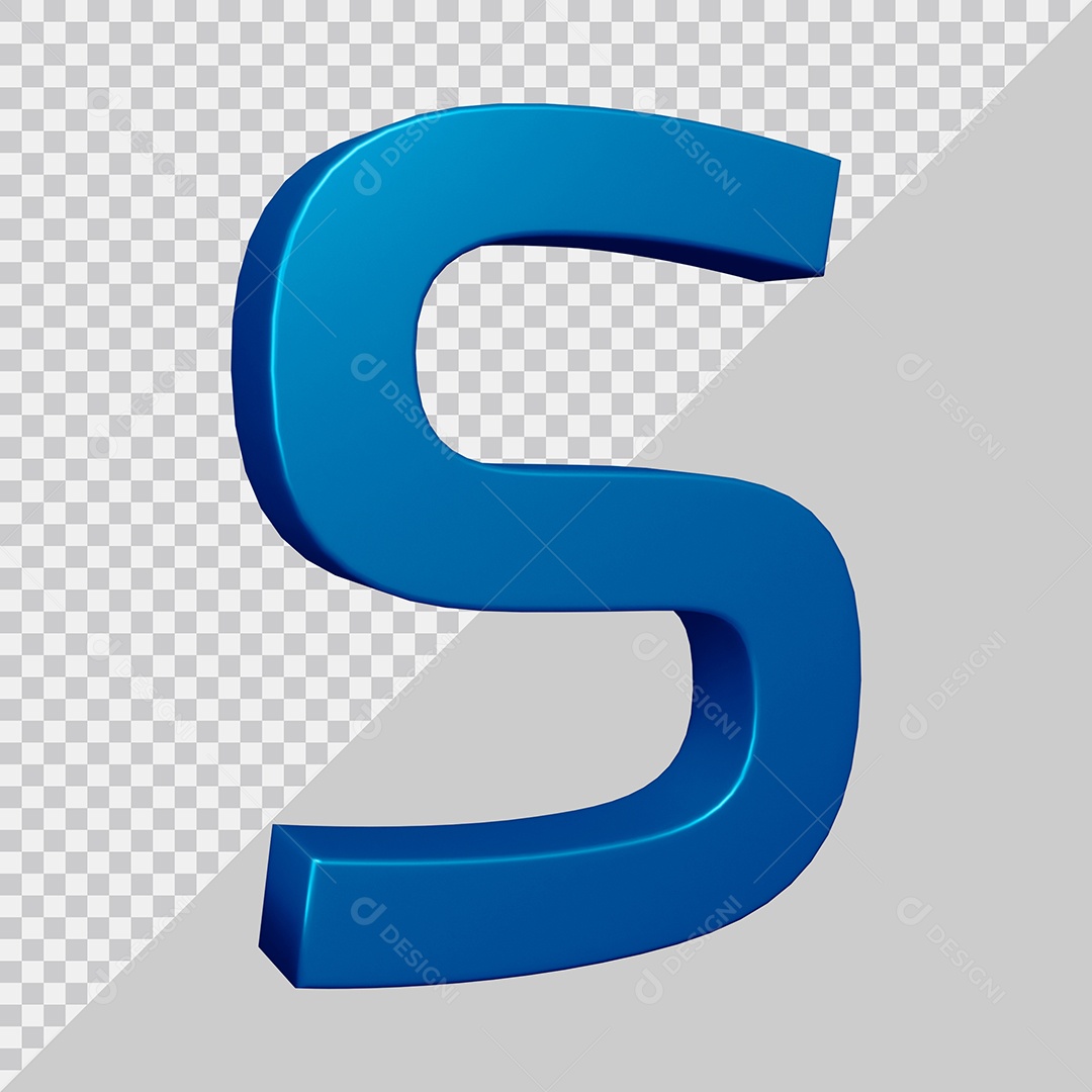 Elemento 3D Para Composição Letra S Azul PSD