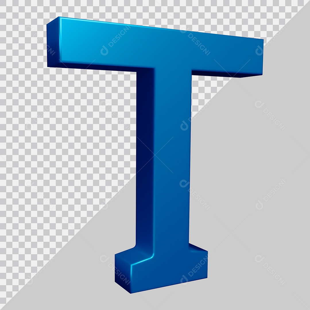 Elemento 3D Para Composição Letra T Azul PSD