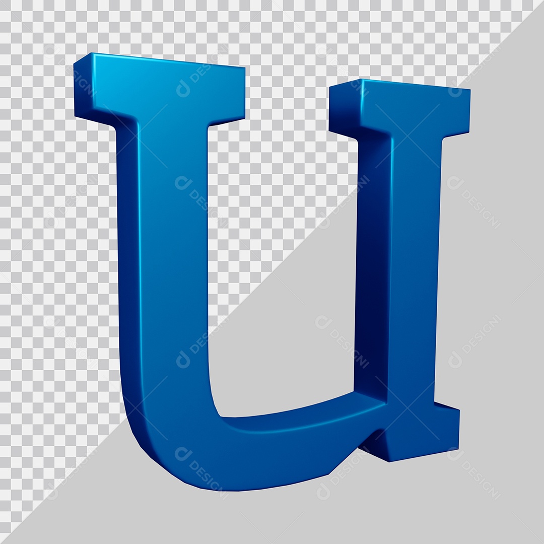 Elemento 3D Para Composição Letra U Azul PSD