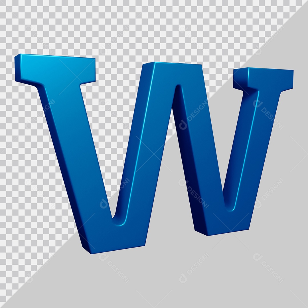 Elemento 3D Para Composição Letra W Azul PSD