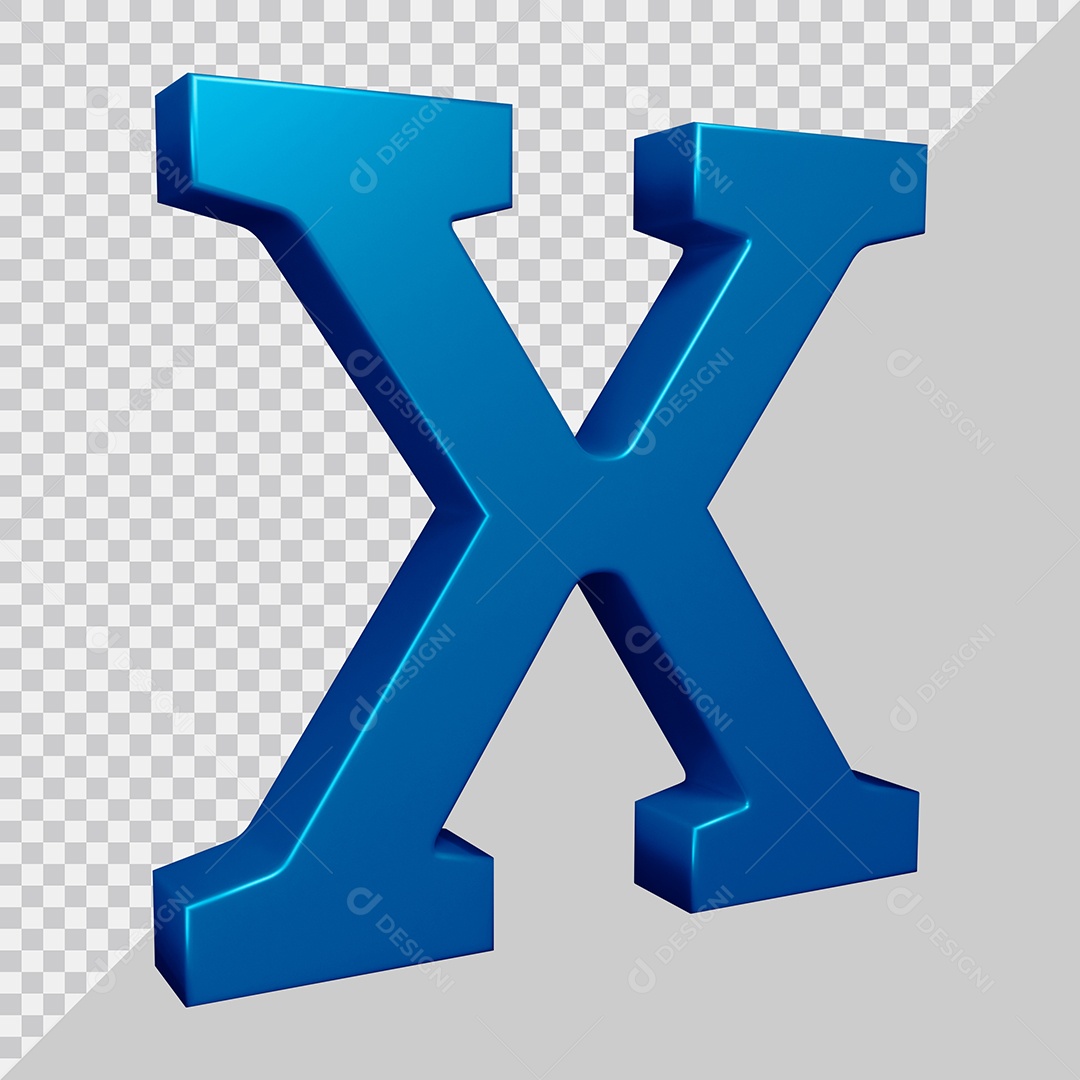 Elemento 3D Para Composição Letra X Azul PSD