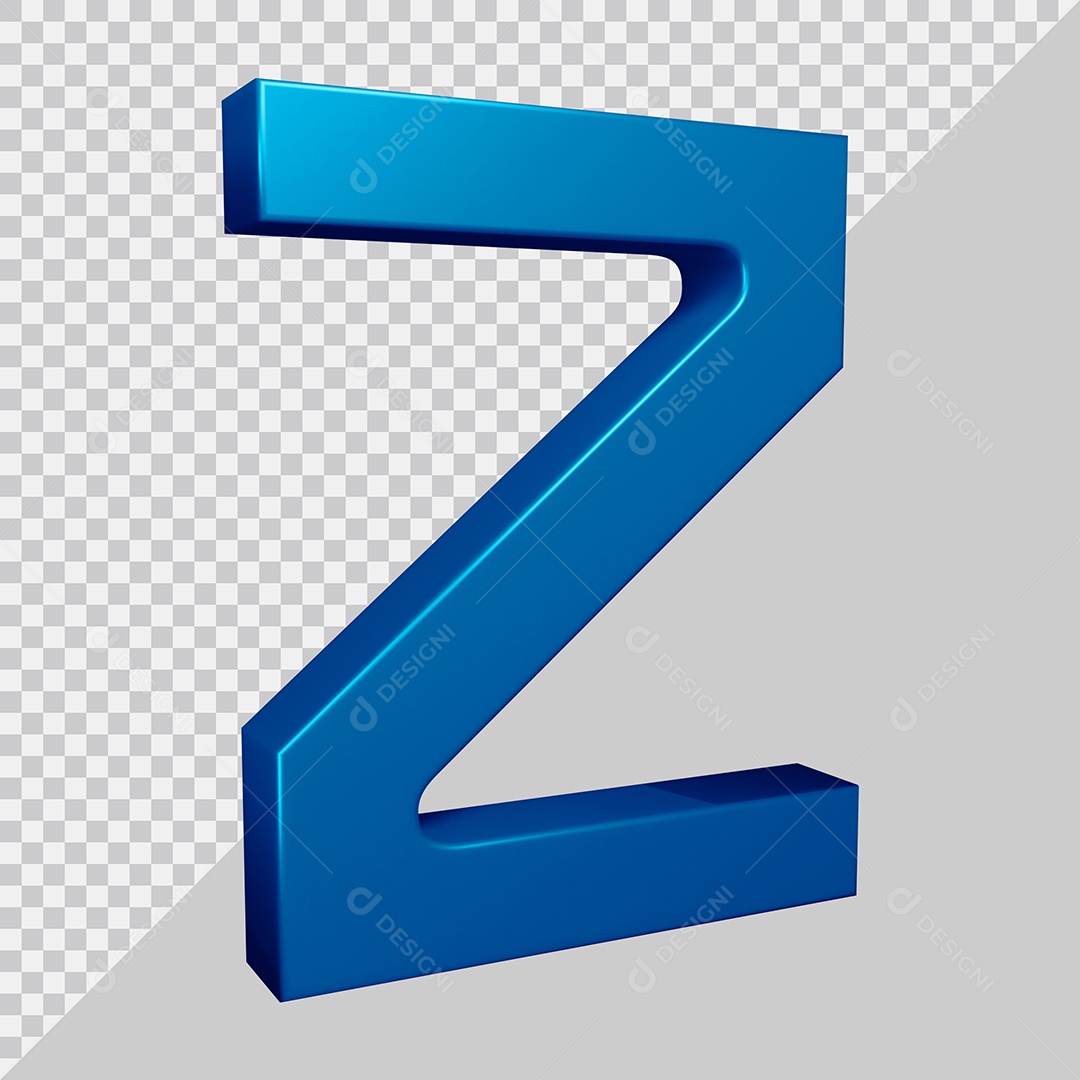 Elemento 3D Para Composição Letra Z Azul PSD