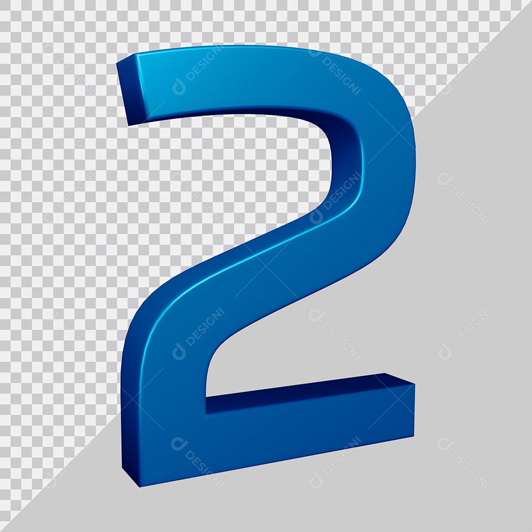 Elemento 3D Para Composição Número 2 Azul PSD