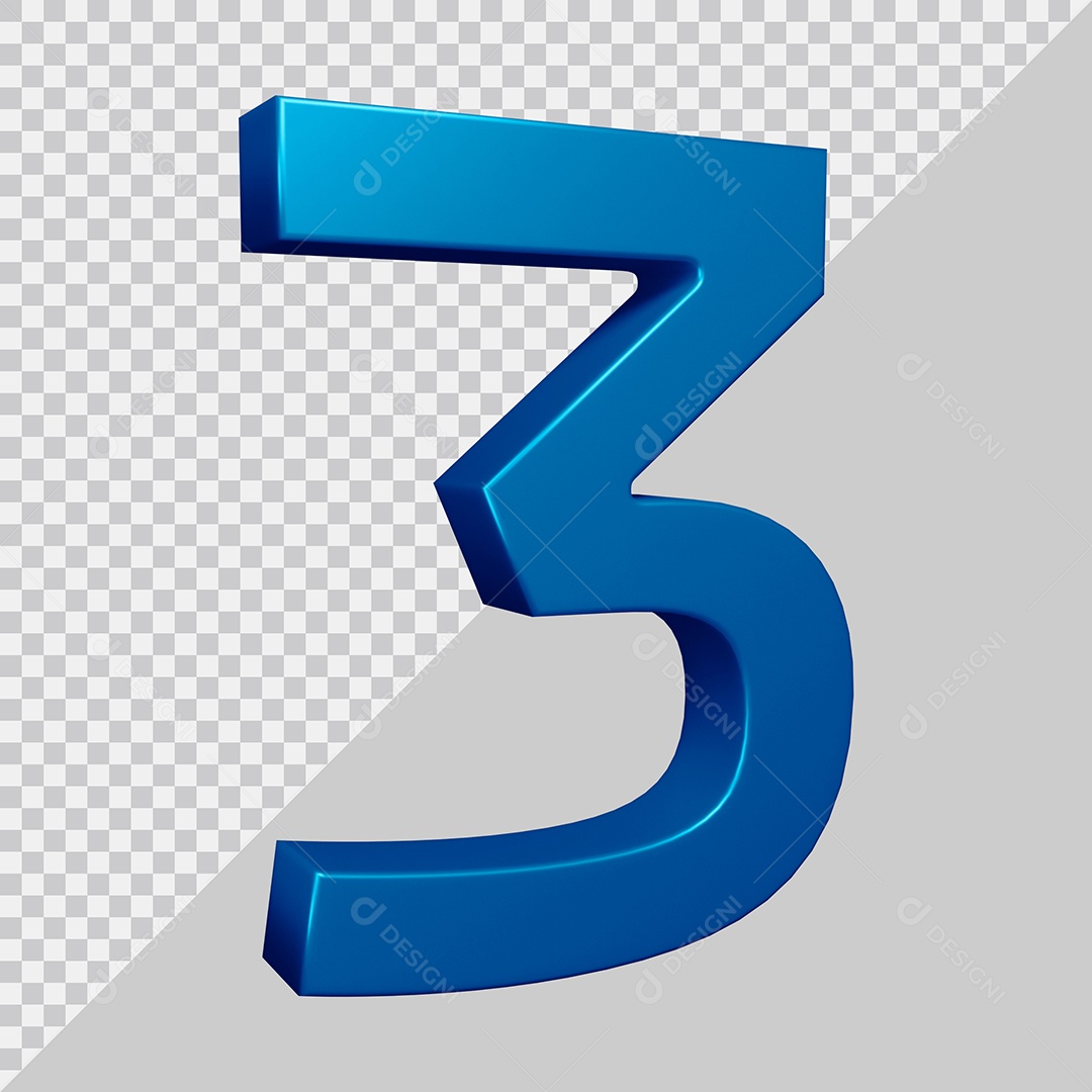 Elemento 3D Para Composição Número 3 Azul PSD