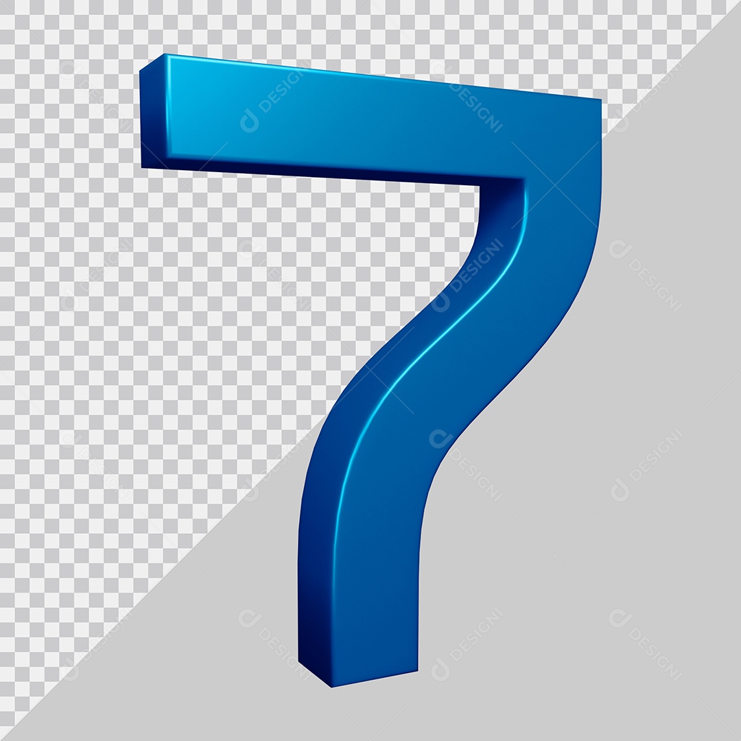 Elemento 3D Para Composição Número 7 Azul PSD