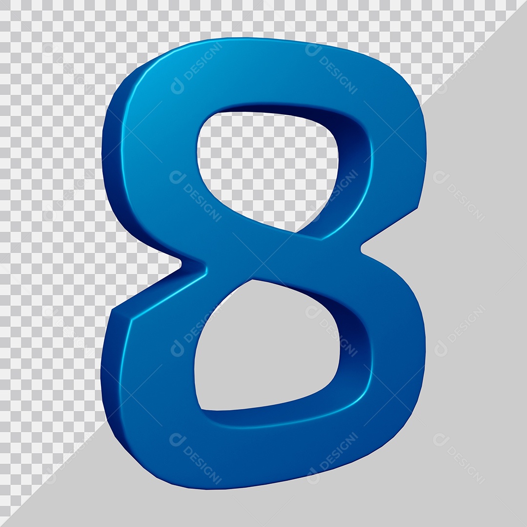 Elemento 3D Para Composição Número 8 Azul PSD