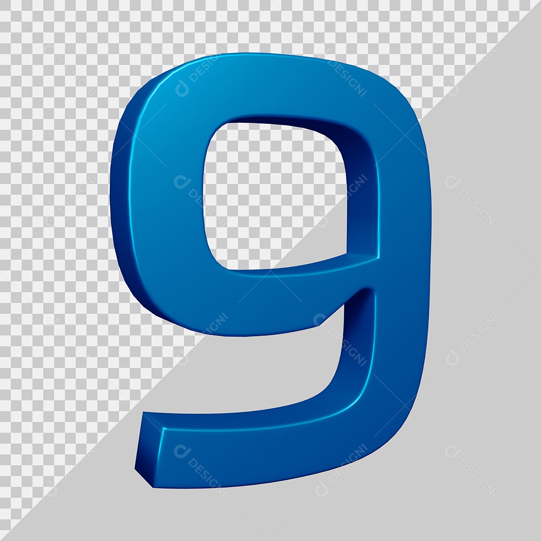 Elemento 3D Para Composição Número 9 Azul PSD