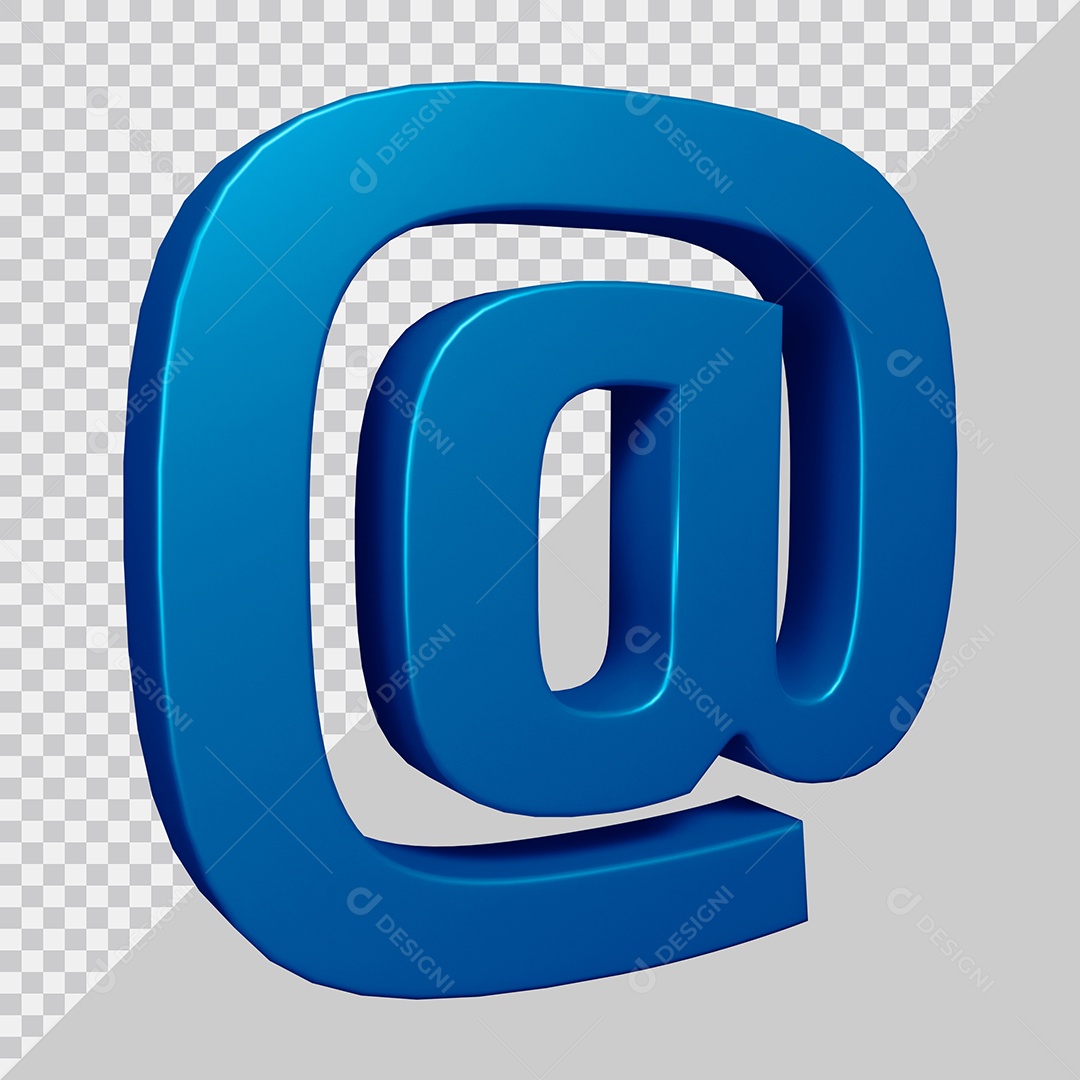 Elemento 3D Para Composição Símbolo Arroba Azul PSD