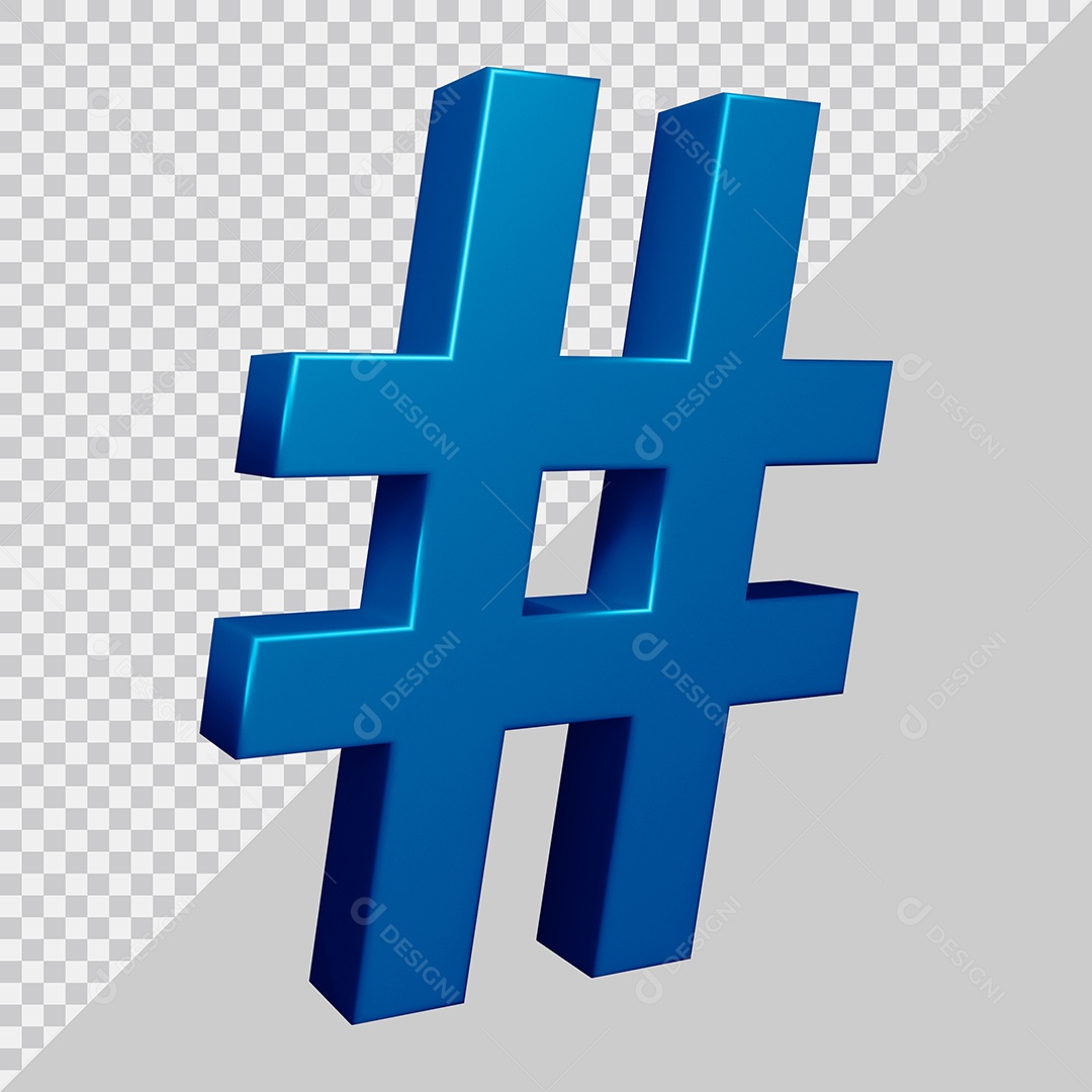 3D Element For Composition Blue Hashtag Symbol PSD