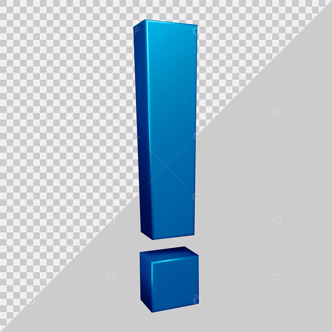 Elemento 3D Para Composição Símbolo de Ponto de Exclamação Azul PSD