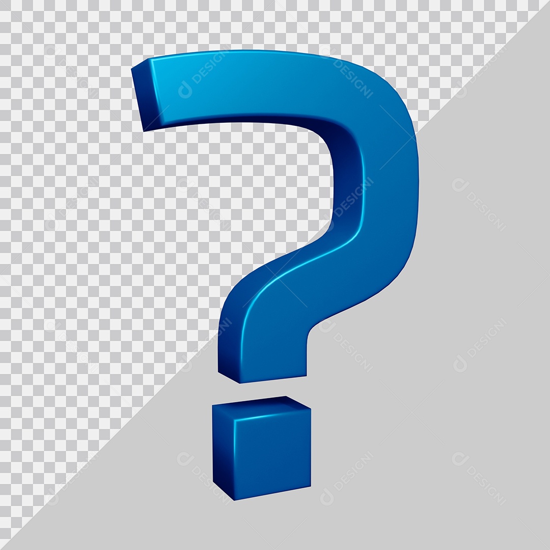 Elemento 3D Para Composição Símbolo de ponto de interrogação Azul PSD