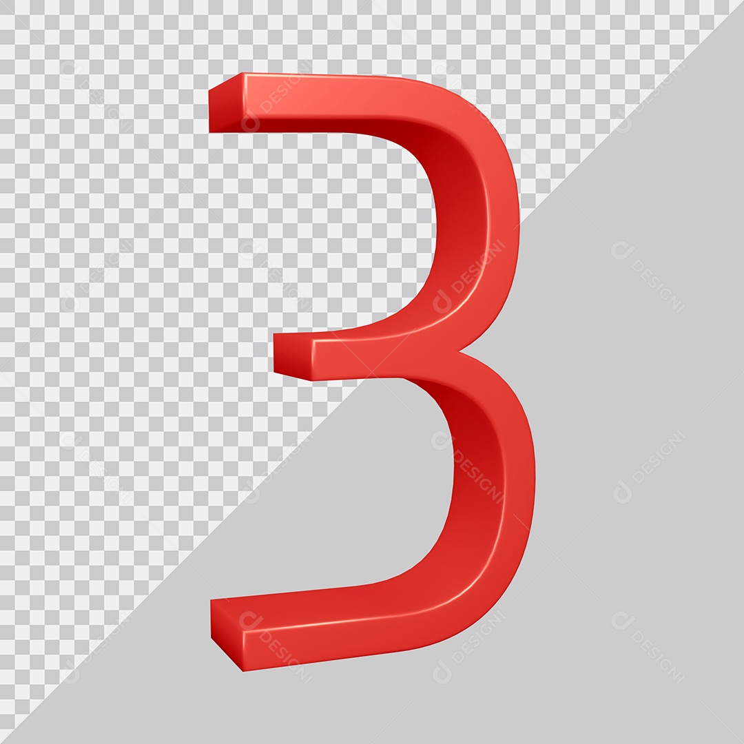 Elemento 3D Para Composição Número 3 Vermelha PSD
