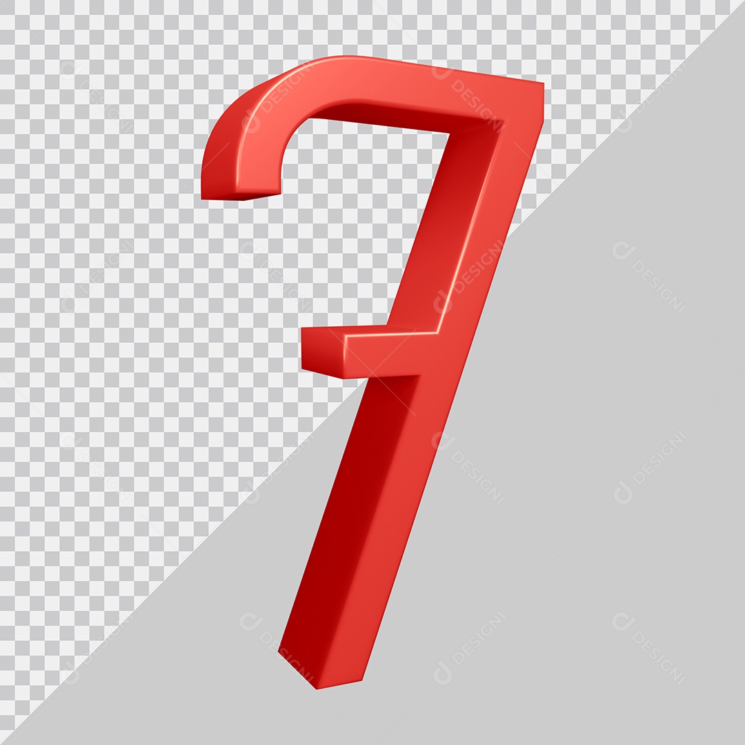 Elemento 3D Para Composição Número 7 Vermelha PSD