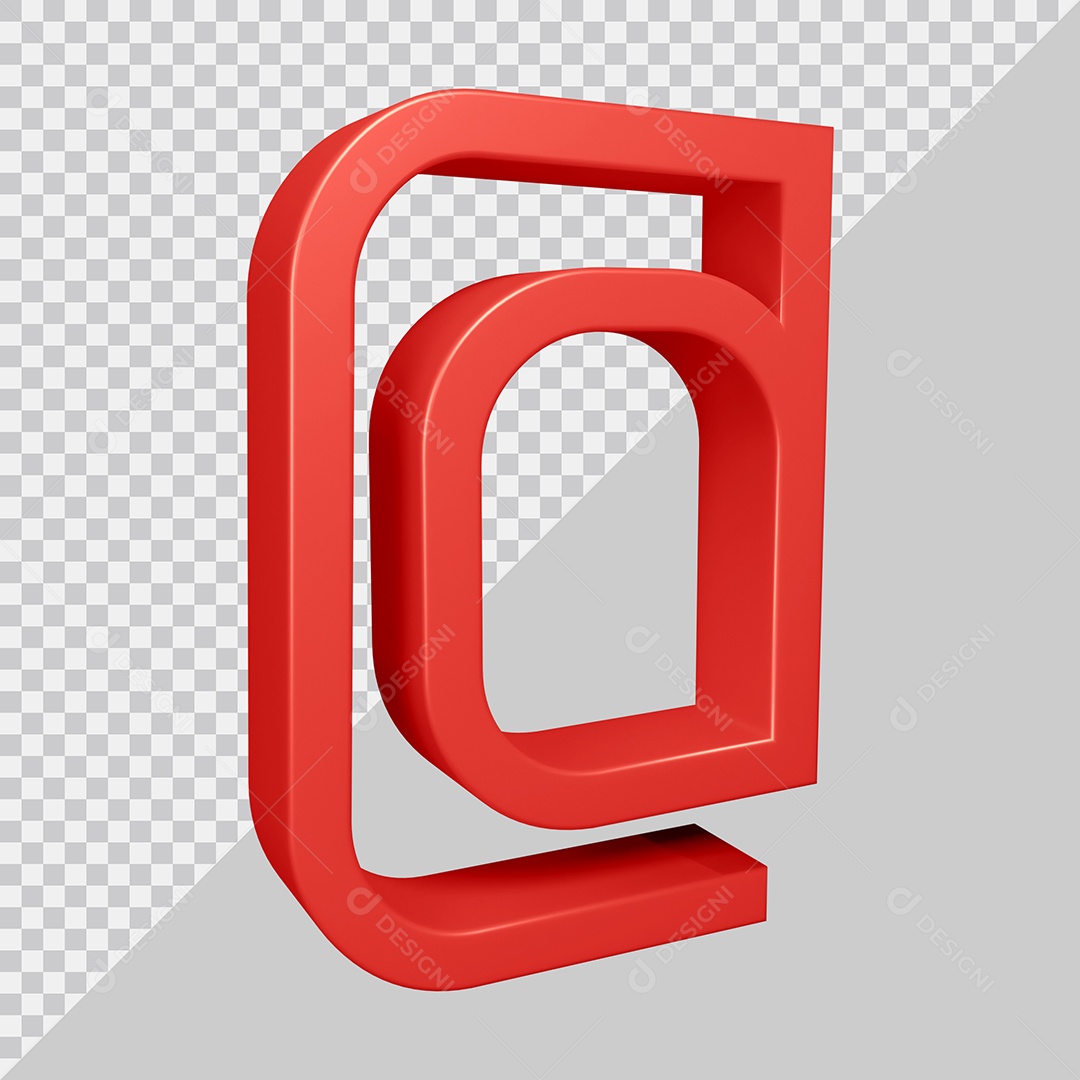 Elemento 3D Para Composição Símbolo Arroba Vermelha PSD