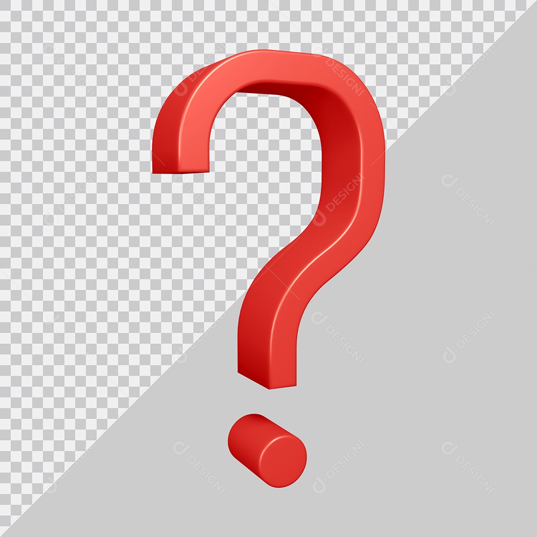 Elemento 3D Para Composição Símbolo de ponto de interrogação Vermelha PSD