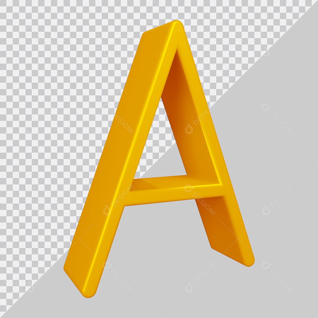 Elemento 3D Para Composição Letra A Dourado PSD