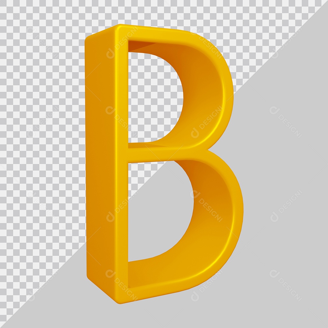 Elemento 3D Para Composição Letra B Dourado PSD