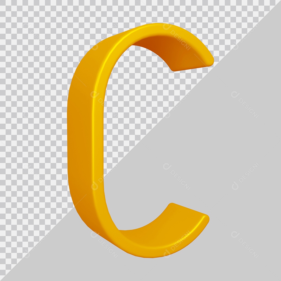 Elemento 3D Para Composição Letra C Dourado PSD
