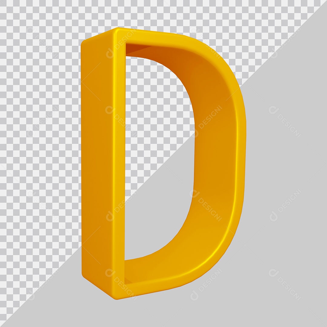 Elemento 3D Para Composição Letra D Dourado PSD