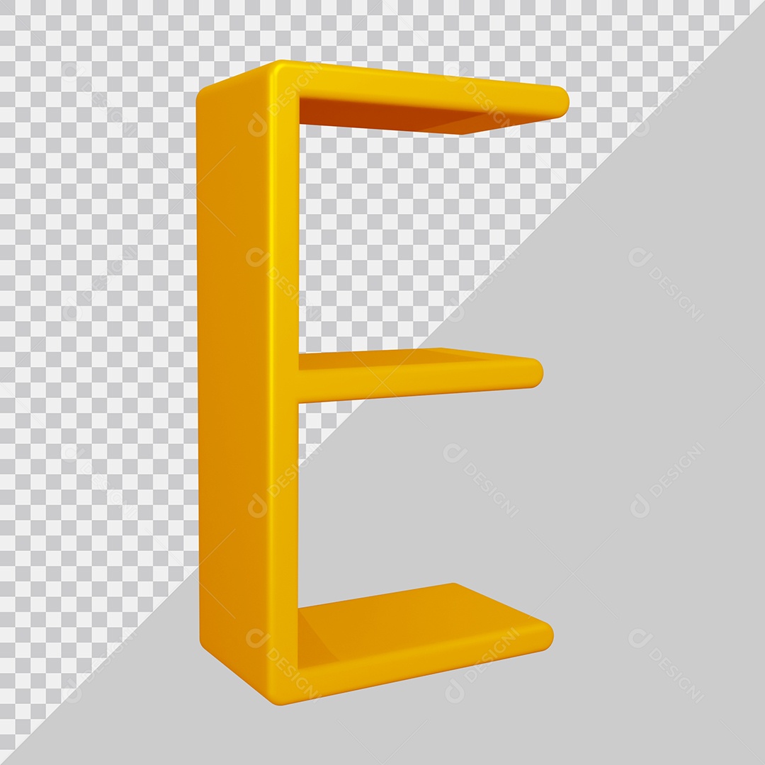 Elemento 3D Para Composição Letra E Dourado PSD