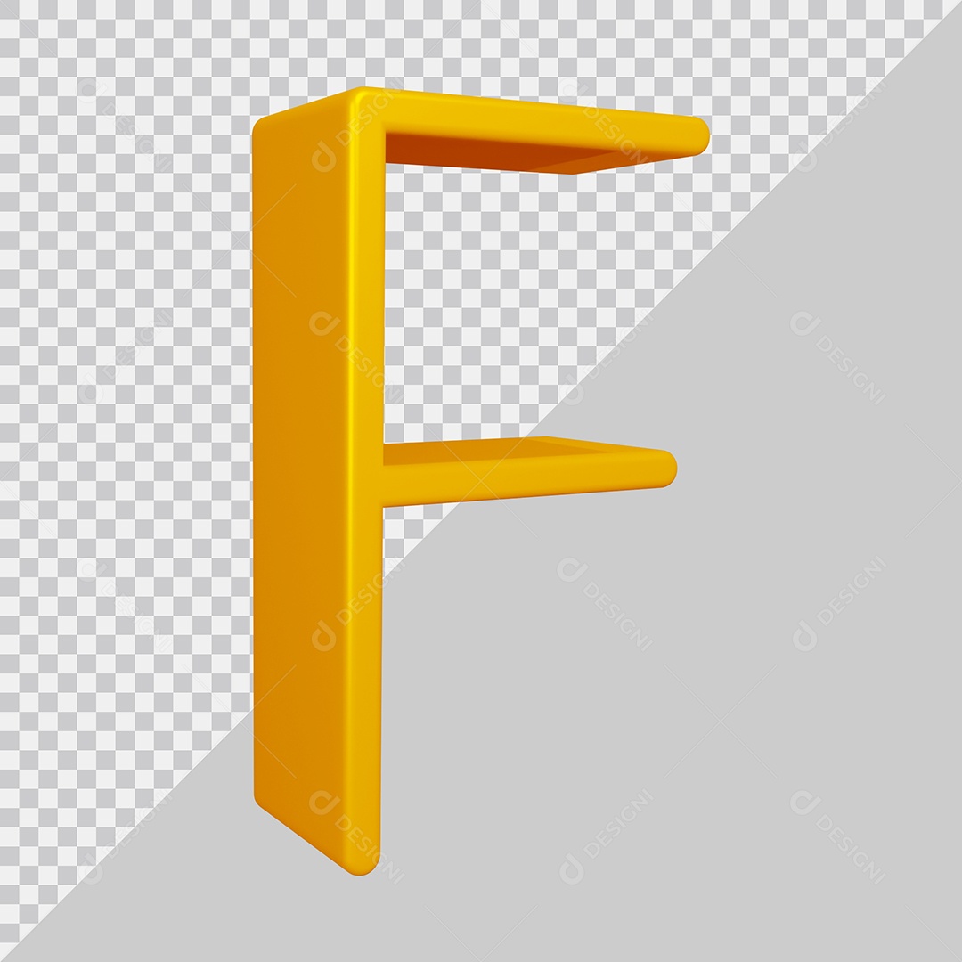 Elemento 3D Para Composição Letra F Dourado PSD