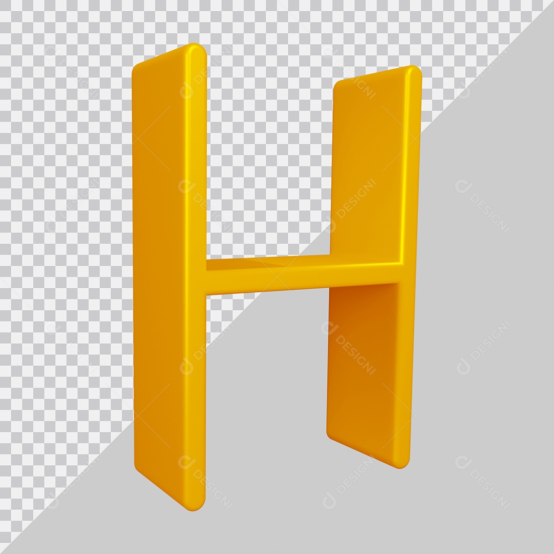 Elemento 3D Para Composição Letra H Dourado PSD