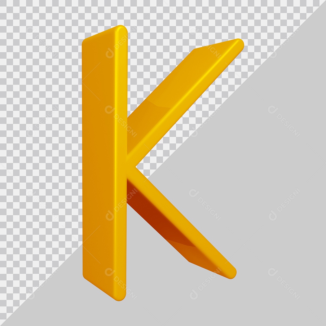 Elemento 3D Para Composição Letra K Dourado PSD