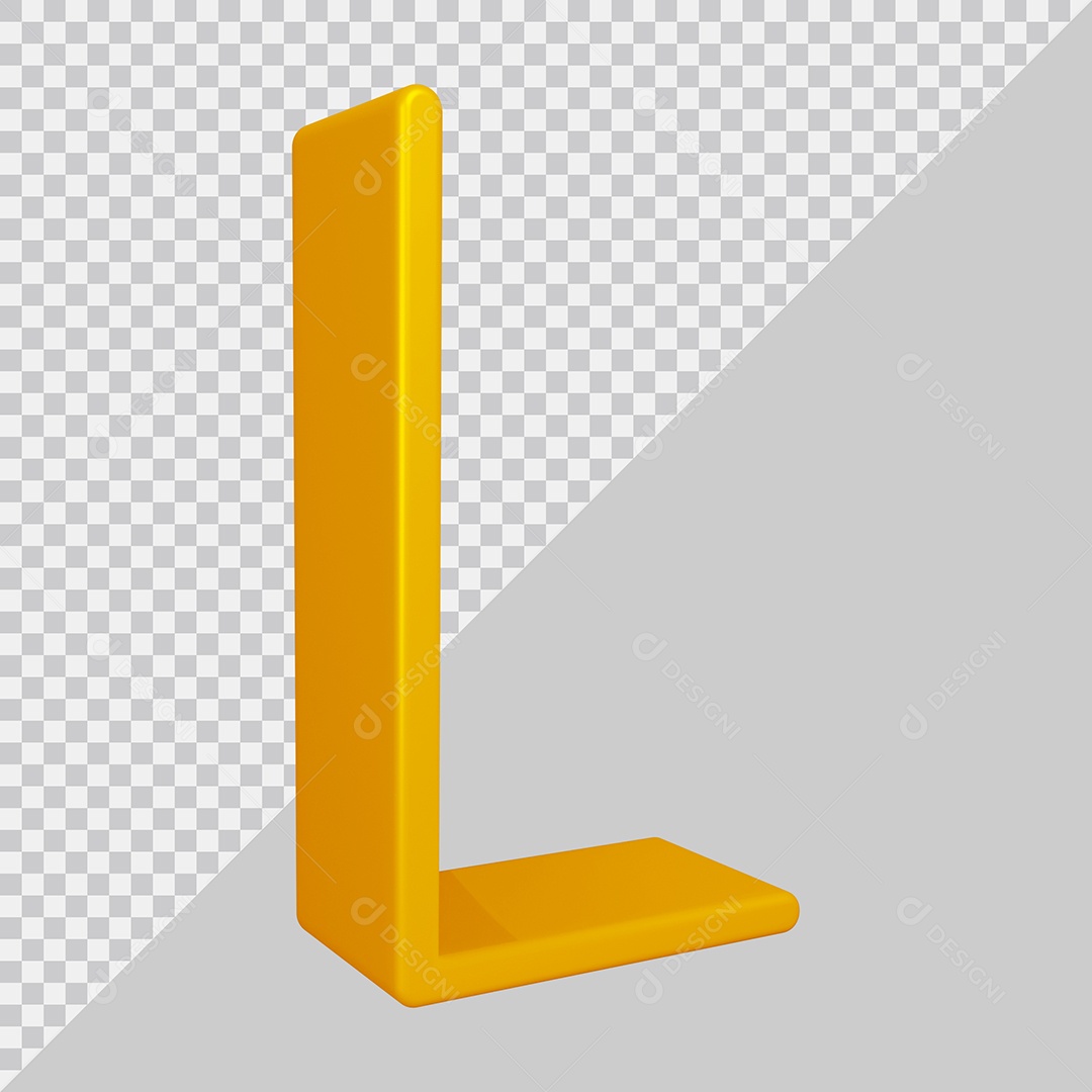 Elemento 3D Para Composição Letra L Dourado PSD