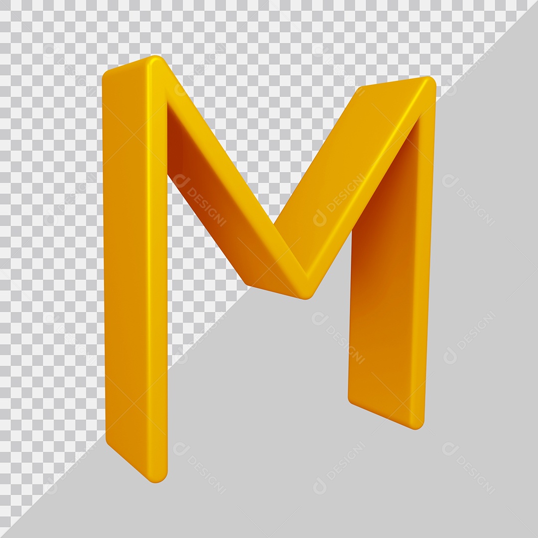 Elemento 3D Para Composição Letra M Dourado PSD