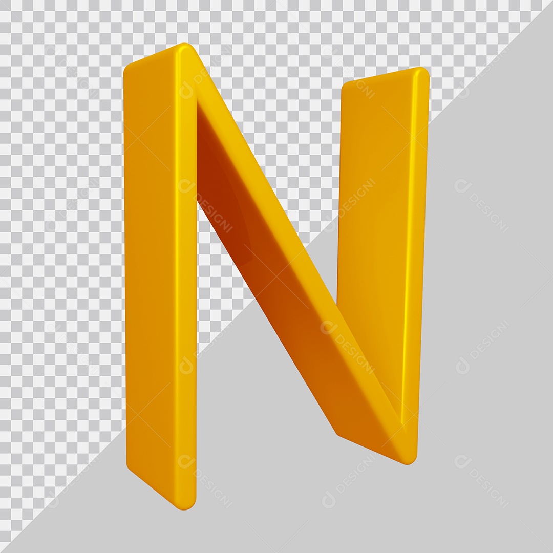 Elemento 3D Para Composição Letra N Dourado PSD