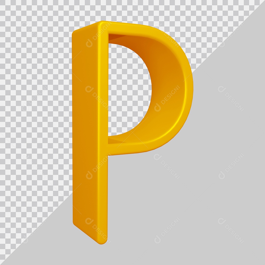 Elemento 3D Para Composição Letra P Dourado PSD
