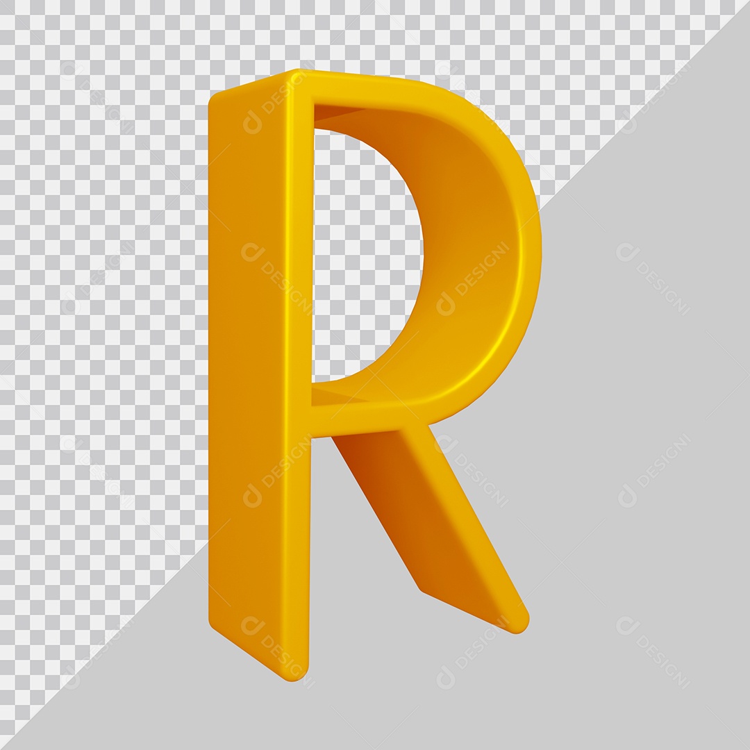 Elemento 3D Para Composição Letra R Dourado PSD