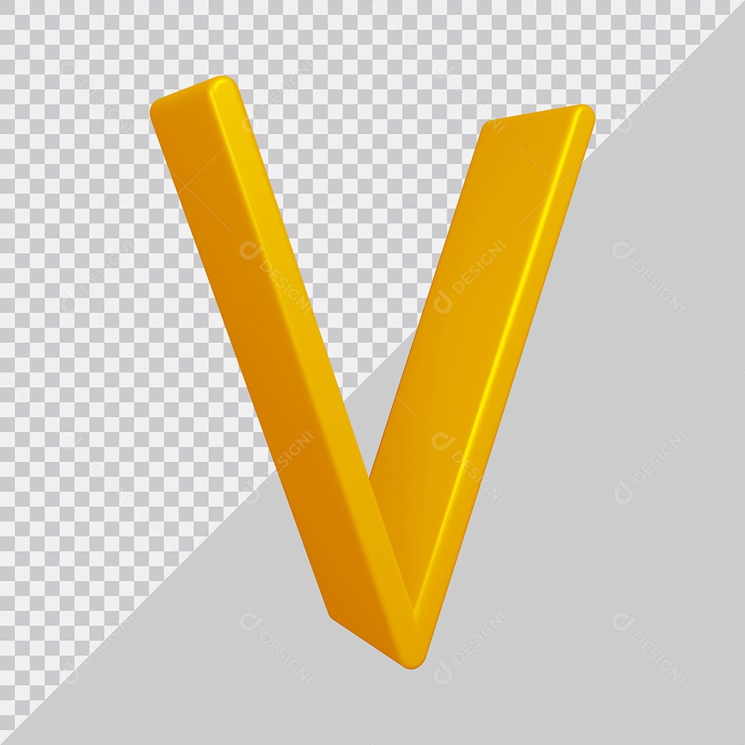 Elemento 3D Para Composição Letra V Dourado PSD