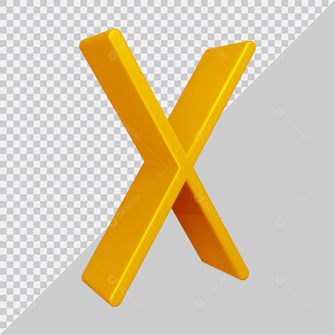 Elemento 3D Para Composição Letra X Dourado PSD