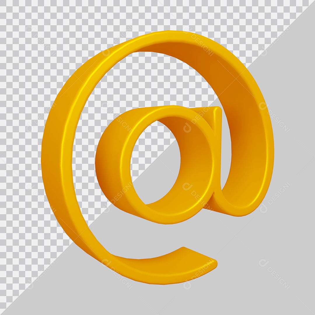 Elemento 3D Para Composição Símbolo Arroba Dourado PSD