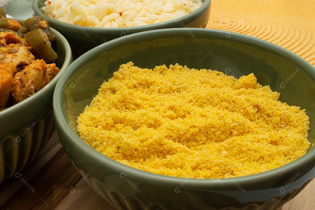 Vista superior da comida tradicional de origem africana de Salvador, Bahia