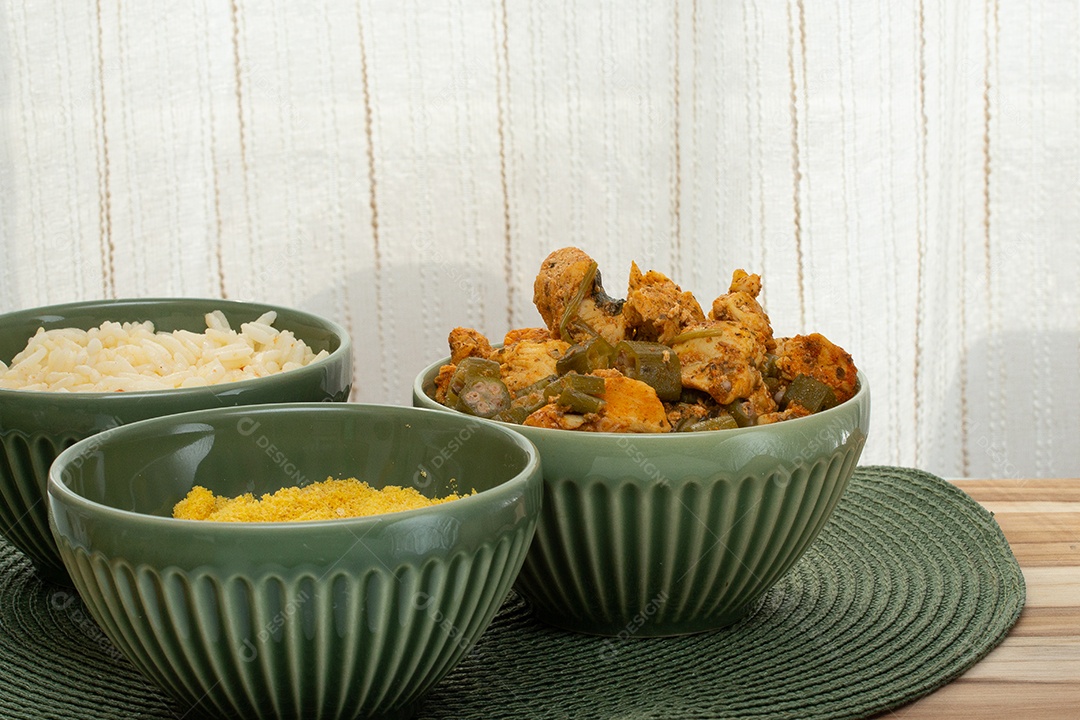 Traditional food of African origin from Salvador, Bahia on wooden tableA