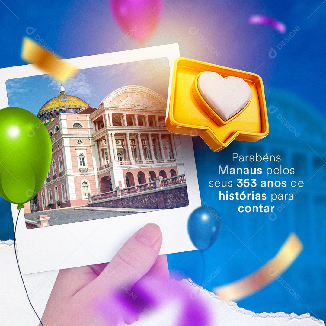Parabéns Cidade de Manaus 353 Anos Social Media PSD Editável