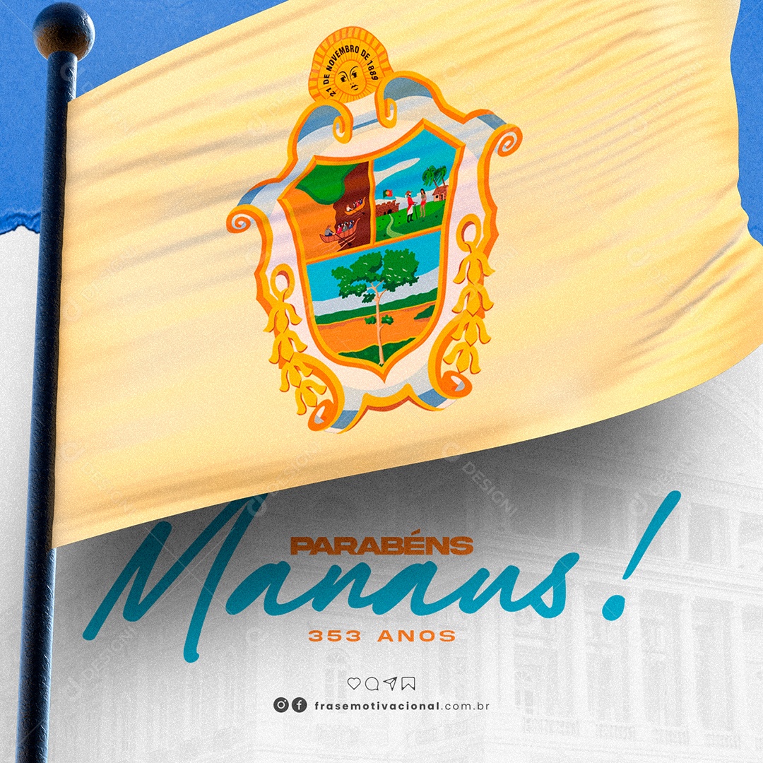 Parabéns Cidade de Manaus 353 Anos Social Media PSD Editável